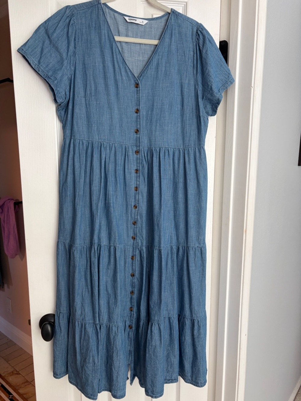 SONOMA Chambray Midi Button-front Dress - XL - gently used.